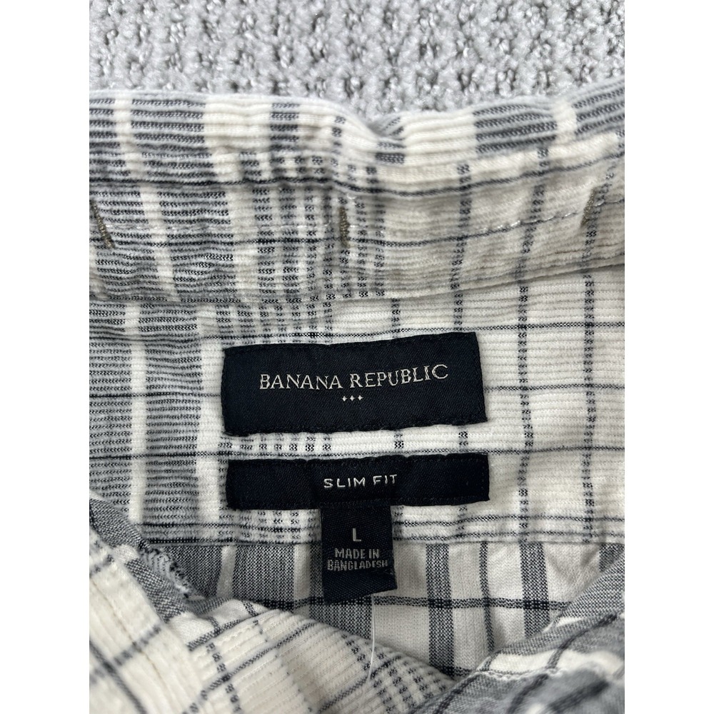 Banana Republic Slim-Fit Fine Wale Corduroy Untucked Shirt Plaid Mens Medium NWT - Picture 3 of 11